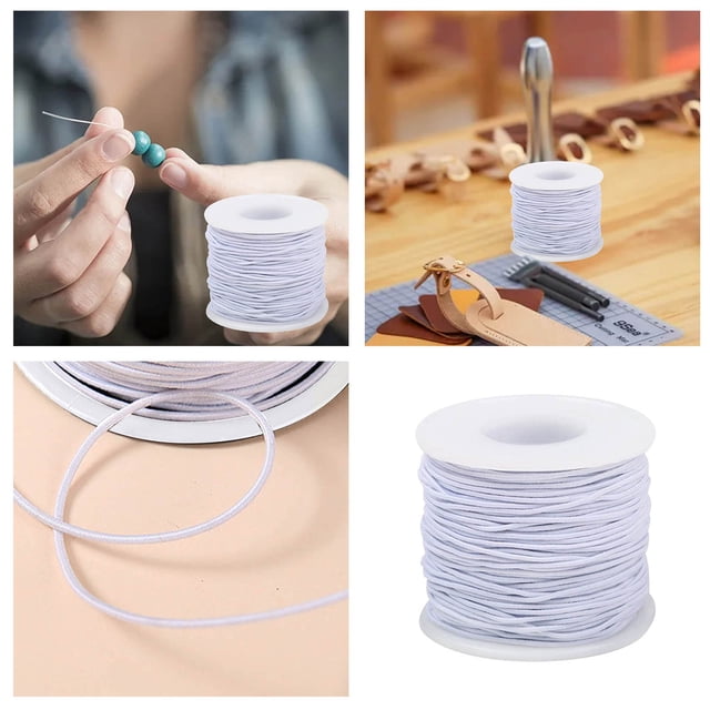 DIY Craft Elastic Band for Bracelets and Bead Cord – White Nylon Thread for DIY Knitting and Crochet Projects Elastic String for Jewelry Making Bracelets Necklaces Crafts