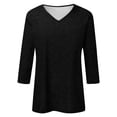 thumbnail image 4 of Spring Tops for Women V Neck Solid Color Casual Summer Basic Top Long Sleeve Basic Oversized Tshirts for Women Black XXL, 4 of 4