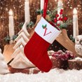 thumbnail image 2 of Christmas Tree Decorative Socks With Embroidered Initial Letters Red Green White Knit Stockings, 2 of 2