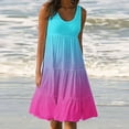 thumbnail image 2 of AherBiu Plus Size Beach Dresses for Women Gradient Color Sundresses Ruched Ruffle Flowy Midi Tank Dress, 2 of 5