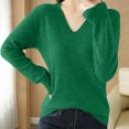 thumbnail image 1 of asjyhkr Tops For Women Long Sleeve Knit Cotton V Neck Sweater Pullover Basic T Shirts Solid Color, 1 of 7