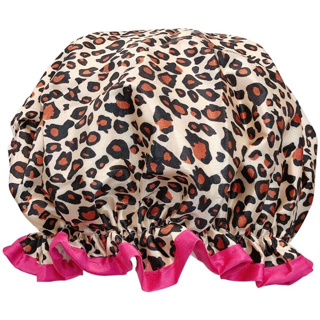 ORUYROP Allylew Réutilisables Chapeaux de Douche Imperméables pour les Femmes pour les Cheveux Longs, Leopard