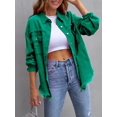 thumbnail image 4 of SEARIPE Women‘s Casual Denim Jacket Frayed Hem Ripped Long Sleeve Jean Jacket With Pockets Pink M, 4 of 6