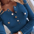 thumbnail image 2 of CEHVOM Women's Solid Color Knitting Slim Long Sleeve Hedging Autumn Winter Top, 2 of 5
