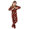 thumbnail image 2 of Little Girls Brown with Pink Hearts Fleece Footed Pajamas Sleeper, 2 of 2