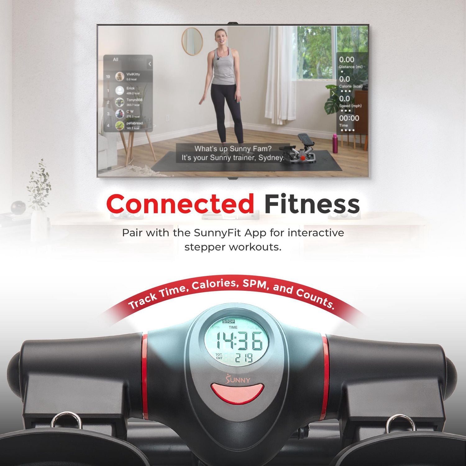Stepper Power Sunny Health & Fitness avec bandes de résistance – SF-S021054
