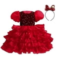 thumbnail image 2 of EGNMCR Vêtements pour Bébé Fille Robe pour Enfants Fille Robe Princesse Sans Manches Robe en Tulle à Paillettes Robe Tuftée, 2 of 6
