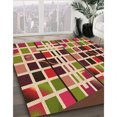 thumbnail image 3 of Ahgly Company Tapis de Zone Carré Transitionnel Lavable en Machine Rouge Brique, 7 Pieds Carré, 3 of 7