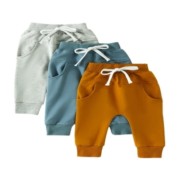 CHUANK Baby Boys 3PCS Sweatpants Set Harem Pants Toddler Active Jogger Pants Casual Fall Athletic Trousers Solid Pocket Bottoms