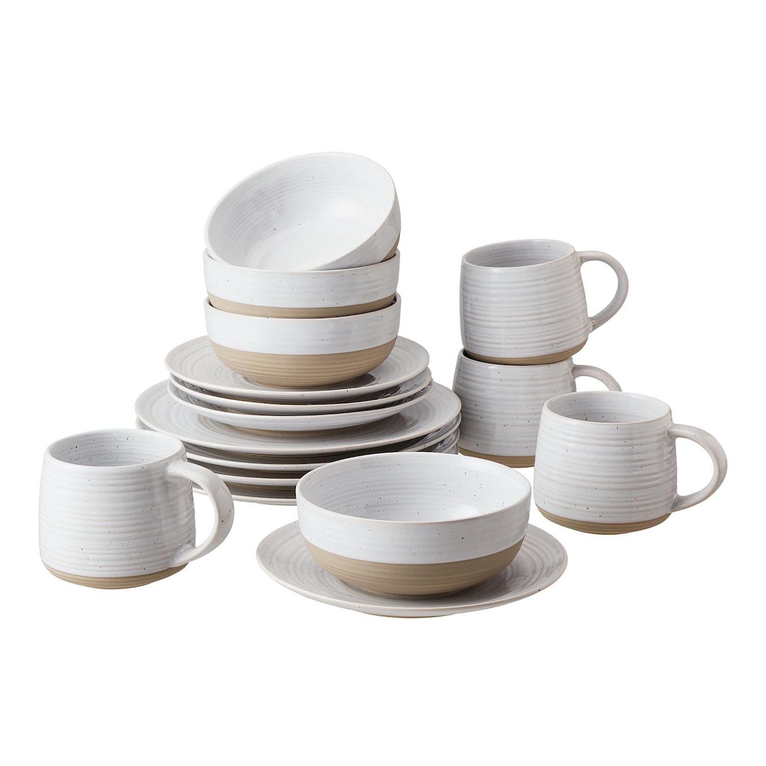 Better Homes & Gardens White Ceramic Dinnerware Set, 16 piece