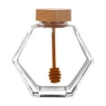 thumbnail image 1 of Hexagonal Glass Bottle With Wooden Packaging Bottle Small Container Storage Jar For Home Kitchen glass jar bottle, 1 of 7