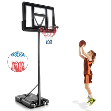 Costway Système de Panier de Basketball Portable et Ajustable de 4,25 à 10 Pi avec Panneau Arrière de 44 Pouces 2 Filets