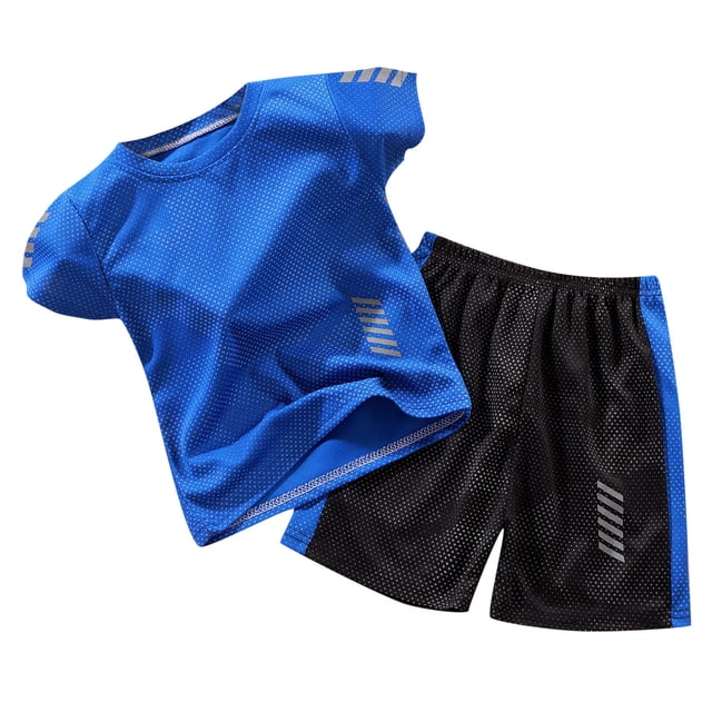 Boys Athletic Outfits 2 Piece Performance Tracksuit Basketball Tank Top And Breathable Mesh Shorts Set For Active Kids