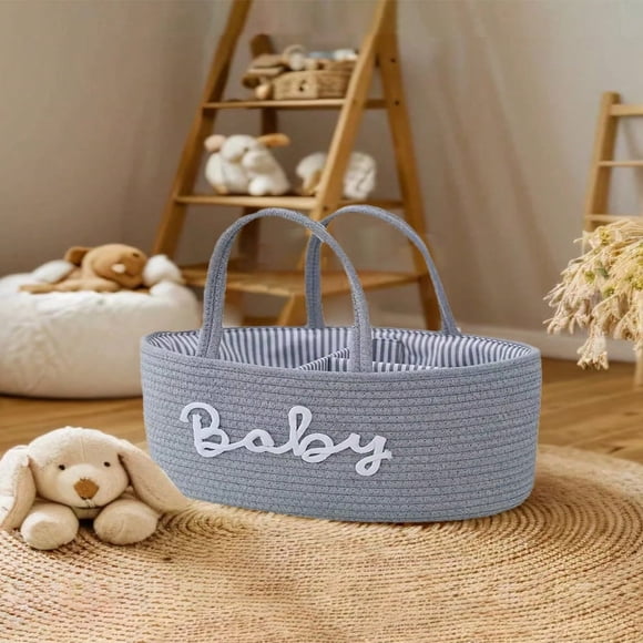 DEBGFS 1pc Baby Basket  For Baby Shower Baby Registry Search Letter Design New Baby Gift Gender Neutral Baby Gift Basket Baby Shower Gift Nursery Storage MAMA Bag,Grey