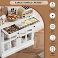 thumbnail image 3 of Bingirl 35.4-Inch White Sideboard Buffet Cabinet with Glass Door, Drawer, and Storage for Dining Room and Kitchen, 3 of 9