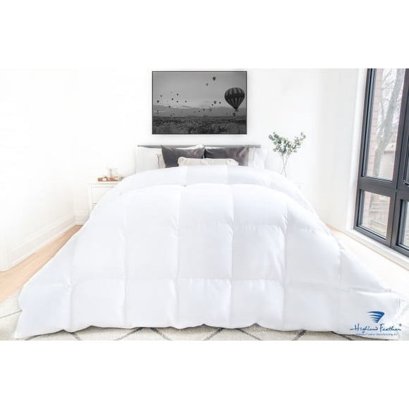 Highland Feather 600 Fill Power White Goose Down Duvet 700TC Pure Cotton Casing with Corner Ties VAASA, Summer, Queen, 30 OZ
