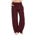 thumbnail image 3 of Women‘s Linen Plus Size High Waisted Loose Fit Pants Drawstring Closure Gothic Trousers for Women, 3 of 4