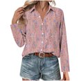 thumbnail image 4 of Wensltd Chemises Boutonnées pour Femmes Chic à Imprimé Floral Blouse à Manches Longues, 4 of 6