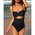 thumbnail image 3 of Charmo Maillot de Bain une Pièce à Bords Festonnés pour Femmes, Monokini à Découpes, 3 of 6