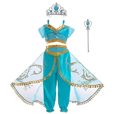 Déguisement de Princesse Jasmine pour Filles, Fête d'Halloween, avec Accessoires