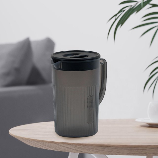 Pichet avec Couvercle Pichet de Réfrigérateur Pichet à Eau avec Poignée pour Maison Restaurant Jus Noir