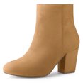 thumbnail image 1 of Unique Bargains Women's Side Zipper Block Heel Ankle Boots, 1 of 6