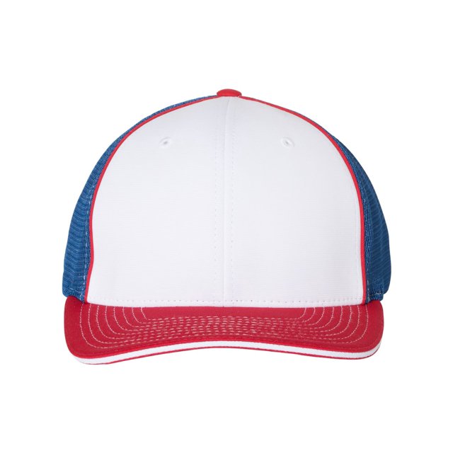 Richardson Pulse Sportmesh with R-Flex Cap, S-M, White-Royal-Red Tri