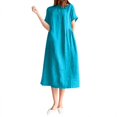thumbnail image 1 of 2025 Robes Décontractées Courtes à Col Rond pour Dames Longueur Genou pour Femmes Manches Couleur Unie Ample Grande Taille Robe Nuisette Ajustée Mi-Longue, 1 of 5