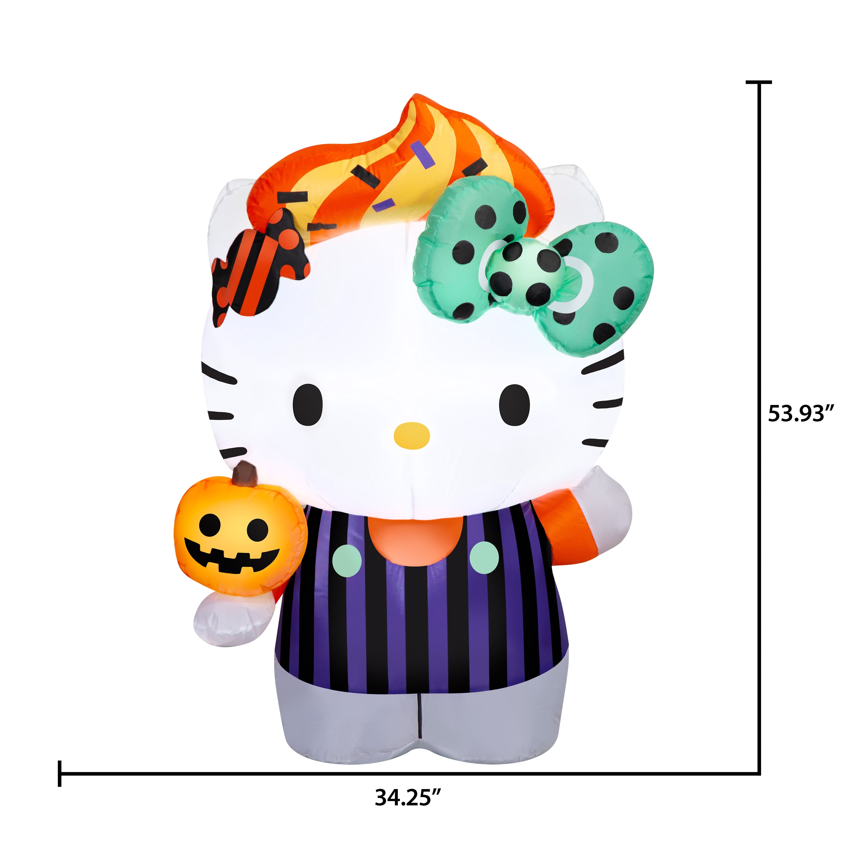 Décorations de jardin gonflables pour Halloween Airblown Light Hello Kitty en salopette à rayures violettes MASS MD Sanrio