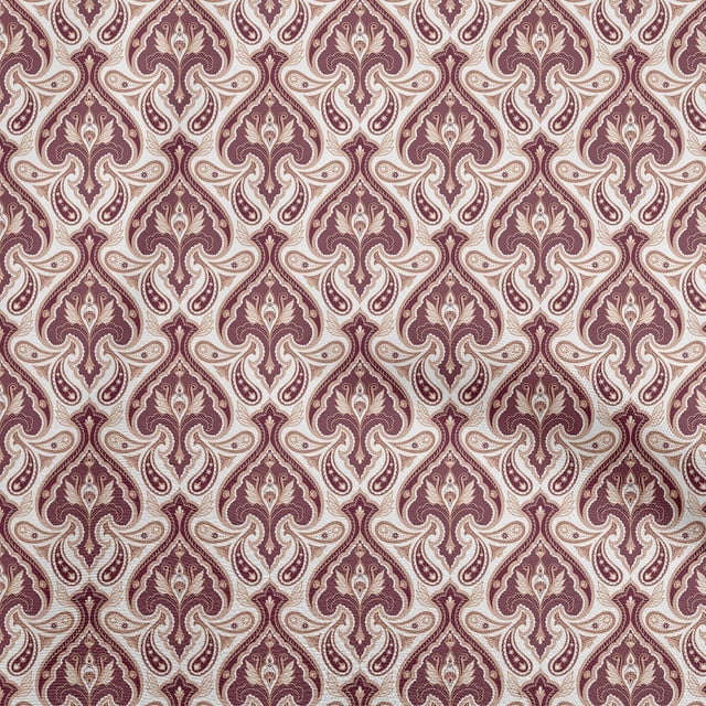 oneOone Velvet Maroon Fabric Asian Block Fabric For Sewing Printed Craft Fabric By The Yard 58 Inch Wide