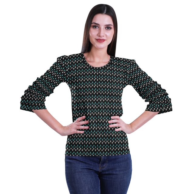 Moomaya T-Shirts Décontractés pour Femmes en Coton Grande Taille à Manches 3 /4 à Col Rond