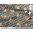 thumbnail image 3 of Soimoi Tissu en Poly Georgette à Carreaux, Imprimé Feuilles et Roses, Tissu au Mètre, Largeur 42 Pouces, 3 of 3