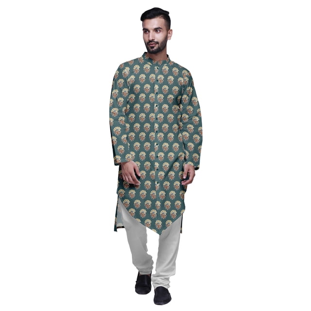 Atasi Printed Designer Rayon Button Down Casual Kurta With Pajama For Men