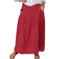 thumbnail image 1 of Mrat Jupe de Survêtement pour Femme, Jupe Rétro Décontractée à Motif Floral en Lin, Taille Élastique, Jupe Longue Plissée avec Poches, Grande Taille, Jupes S-145 Rouge-A L, 1 of 5