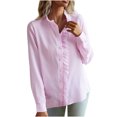 thumbnail image 1 of Pisexur Women's Chiffon Ruffle Blouse Solid Color Long Sleeve Button Down Elegant Collar Neck Shirts Tops, 1 of 8