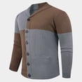 thumbnail image 2 of Lovzfmll Cardigan en Tricot à Blocs de Couleur pour Homme, Revers Cranté, devant Boutonné, Extensible, Gris, G, 2 of 7
