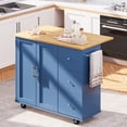 thumbnail image 1 of Walsunny Kitchen Island on Wheels with Storage Cabinet & 3 Drawer, 39.7" Width Rolling Kitchen Table, Cart Handle for Towel Rack or Free Mobility Blue, 1 of 10