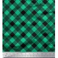 thumbnail image 1 of Soimoi Green Viscose Chiffon Fabric Diagonal Check Printed Fabric 1 Yard 42 Inch Wide, 1 of 5