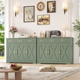 thumbnail image 4 of Homfa Buffet Bahut de Cuisine 42,5 Pieds', Armoire de Rangement Style Ferme à 3 Tiroirs pour Café avec Tablette Ajustable, Vert, 4 of 7