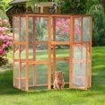 thumbnail image 2 of PawHut Grande Cage Extérieure en Bois pour Chat Orange, 2 of 10