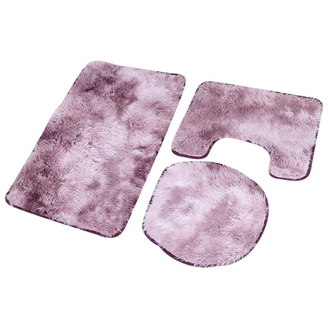 Ensemble de Tapis de Toilette, 3 Pcs Ensemble de Tapis de Salle de Bain Tapis de Bain Construction Robuste