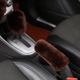thumbnail image 1 of 2Pcs Voiture Poignée de Frein à Main Couvre Levier de Vitesses Poignée de Couvercle Manche Peluche Hiver Doux Frein à Main Chaud, 1 of 7