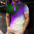 thumbnail image 1 of Chemises pour Hommes Décontractées Imprimées Manches Courtes Col Rabattu Fermeture à Glissière T-Shirt Blouse Tops, 1 of 1