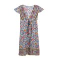 thumbnail image 3 of Femmes V-Cou Floral Split Robe Boho Plage d'Été Casual Longue Robe de Soleil, 3 of 5
