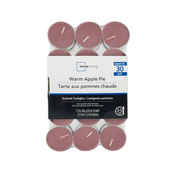 Mainstays Warm Apple Pie Scent Red Tealight Candle,30 Count