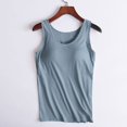 thumbnail image 2 of UPPADA Débardeurs pour Femmes en Modal Rembourré avec Soutien-Gorge Intégré, Col Rond, Camisole Sans Manches avec Soutien-Gorge Sans Armatures, Chandails Ajustés Décontractés, T-Shirt, Grande Taille, Hauts Confortables, Débardeurs d'Été pour Femmes 2025 Bleu Pâle, L, 2 of 7