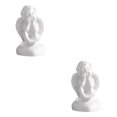 thumbnail image 2 of Maytalsory Resin White Angel Statue Elegant Desktop Decor Collection Window Props for Christmas holding face 2Set, 2 of 6