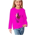 thumbnail image 2 of RXIRUCGD Chemises à Manches Longues pour Filles, Col Rond Mignon, Blouses Décontractées Élégantes (Rose Vif, Taille:9 Ans), 2 of 5