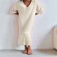 thumbnail image 4 of Solid Slit Summer Knit Dress for Women with Half Sleeves, 4 of 7