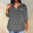 thumbnail image 2 of QIPOPIQ Plus-Size Tops for Women Summer V Neck T Shirts Color Block Raglan Tees Clearance, 2 of 5